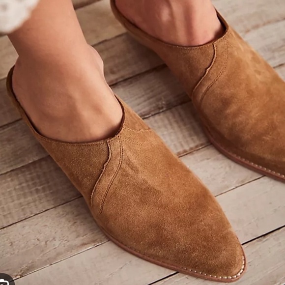 Free People Shoes Mules New Frontier Suede Slip On Casual Western Boho Tan 7 - Picture 2 of 15